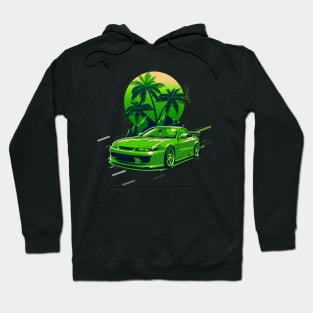 Retro JDM Cars Green Color Hoodie